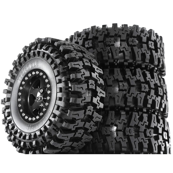 4PCS 1.9" 120x45mm 1/10 Crawler Beadlock Wheels Set (Metal, Rubber)