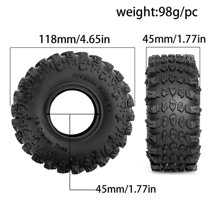 4PCS 1.9" 118x45mm 1/10 Crawler Beadlock Wheels Set (Rubber)