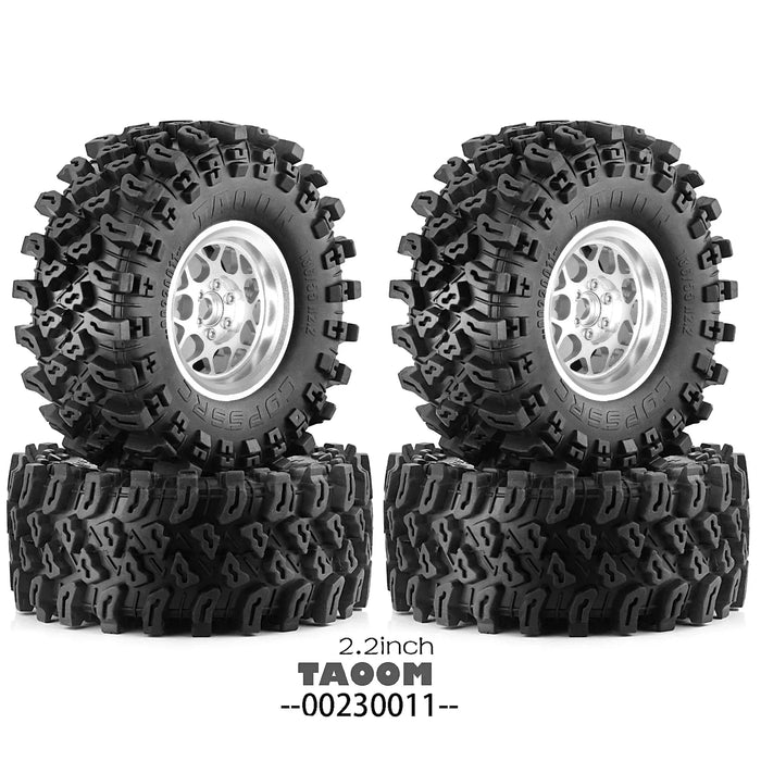 4PCS 2.2" 136x58mm 1/8 1/10 Crawler Beadlock Wheels Set (Metal, Rubber)