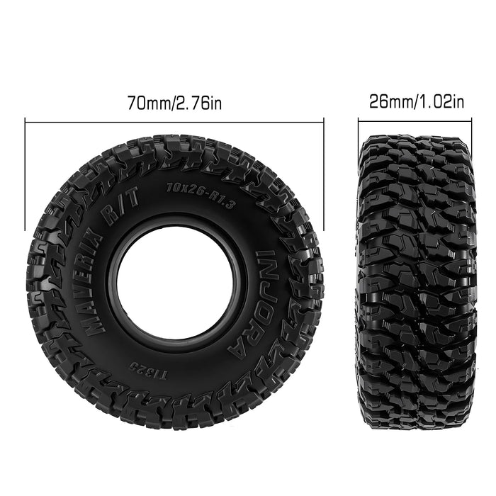 INJORA 4PCS 1.3" 70x26mm MAVERIX R/T Crawler Tires 1/18 1/24