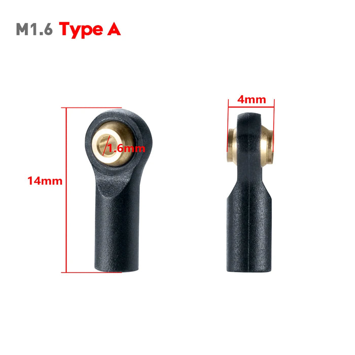 10PCS M1.6/M2 Link Rod Ball Head Ends for Axial SCX24 1/24 (Plastic)