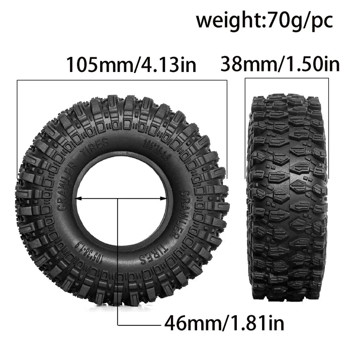 4PCS 1.9" 105x38mm 1/10 Crawler Tires (Rubber)