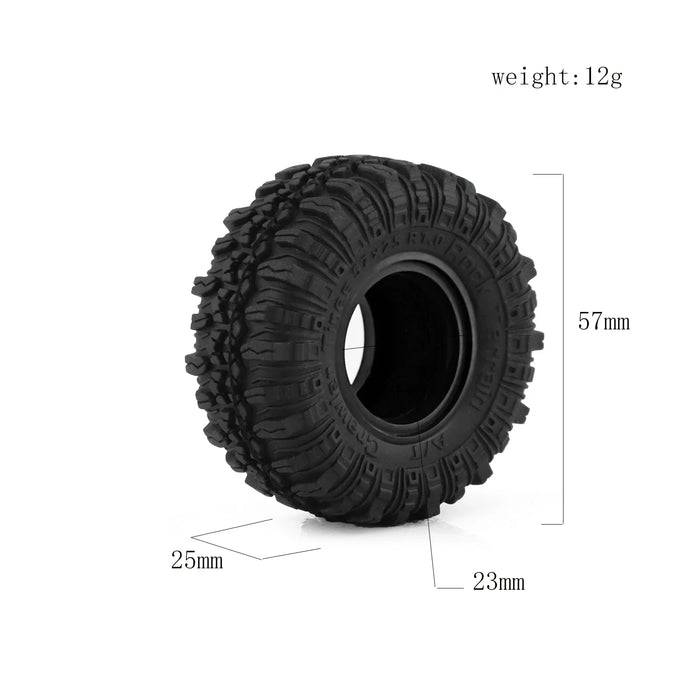 4PCS 1.0" 57x25mm 1/18 1/24 Crawler Tires (Rubber)