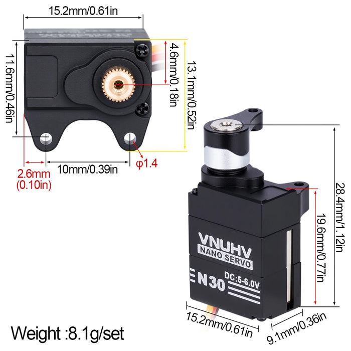 NANO Servo w/ Servo Saver for Axial SCX30 1/30 (Alu)