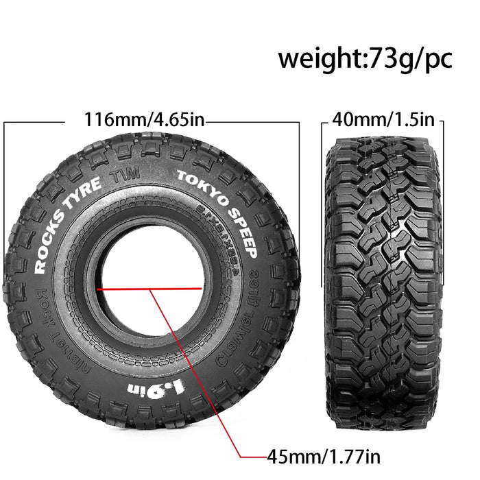 4PCS 1.9" 116x40mm 1/10 Crawler Tires (Rubber)