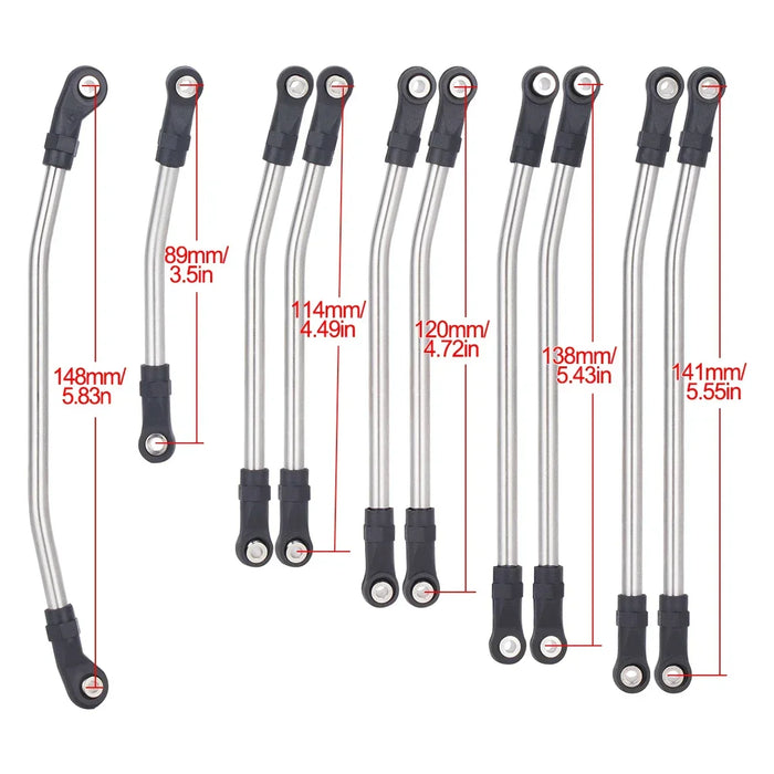 313/324mm Upper Lower Linkage Chassis Set for Axial SCX10 I, II 1/10 (Metaal)