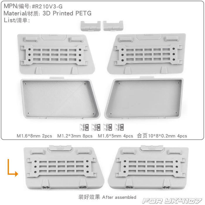Coffre à outils de fenêtre latérale RCDream pour Yikong YK4107 Patrol 1/10