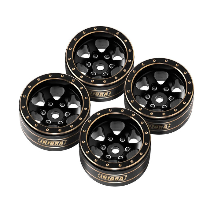 4PCS INJORA 1.0" 28x15.4mm Crawler Beadlock Wheels 1/24 1/18 (Messing)