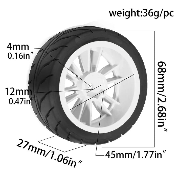 4PCS 68x27mm 1/10 Touring/Drift Wheels Set (Plastic, Rubber)