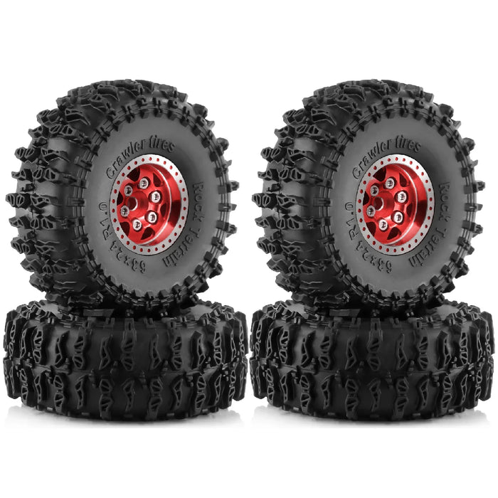 4PCS 1.0" 63x24mm 1/18 Crawler Beadlock Wheels Set (Metal, Rubber)
