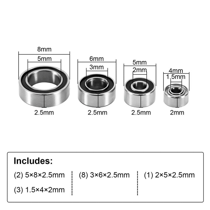 14PCS INJORA Bearing Kit for Losi Micro-B Micro-T (RVS)