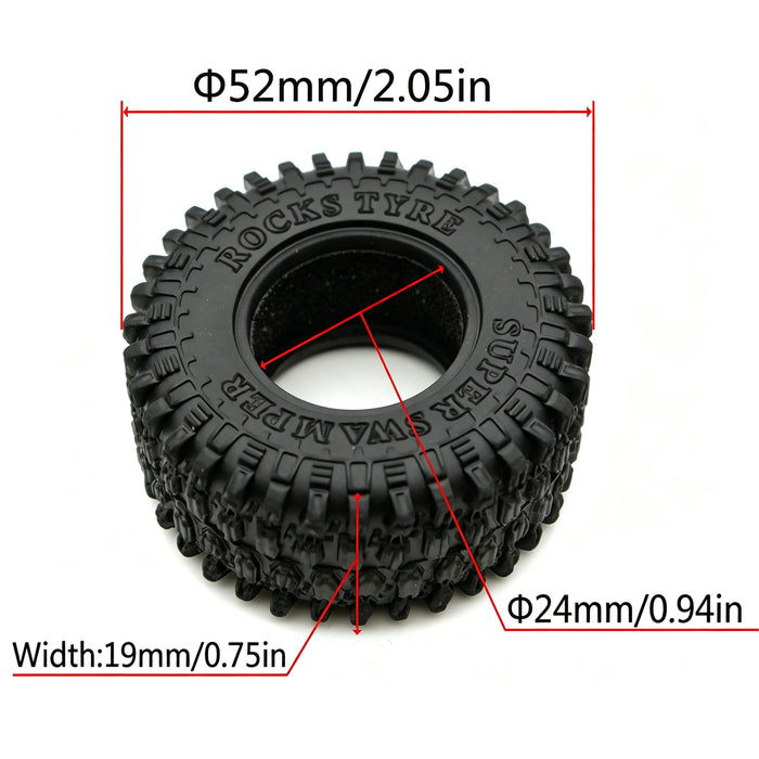 TxxRcss 4PCS 1.0" 52x19mm Sticky Soft Tires 1/18/24