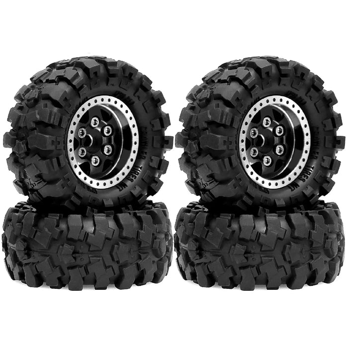 4PCS 1.0" 57x25mm 1/18 1/24 Crawler Beadlock Wheels Set (Metal, Rubber)