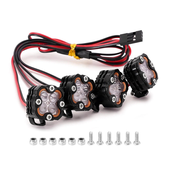 INJORA Super helle quadratische LED-Leuchten 1/10 1/8 (Aluminium, Weiß)