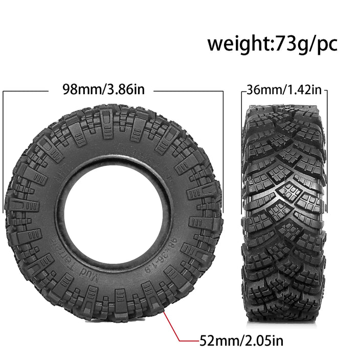 4PCS 1.9" 98x36mm 1/10 Crawler Tires (Rubber)