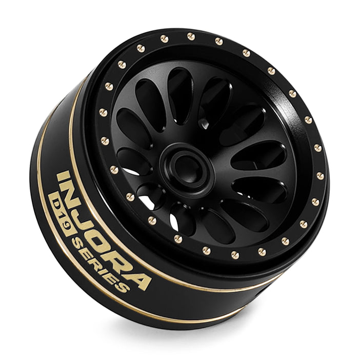INJORA 4PCS 0.7" 19x10.7mm D19 Ripple Black Coating Beadlock Wheels 1/30