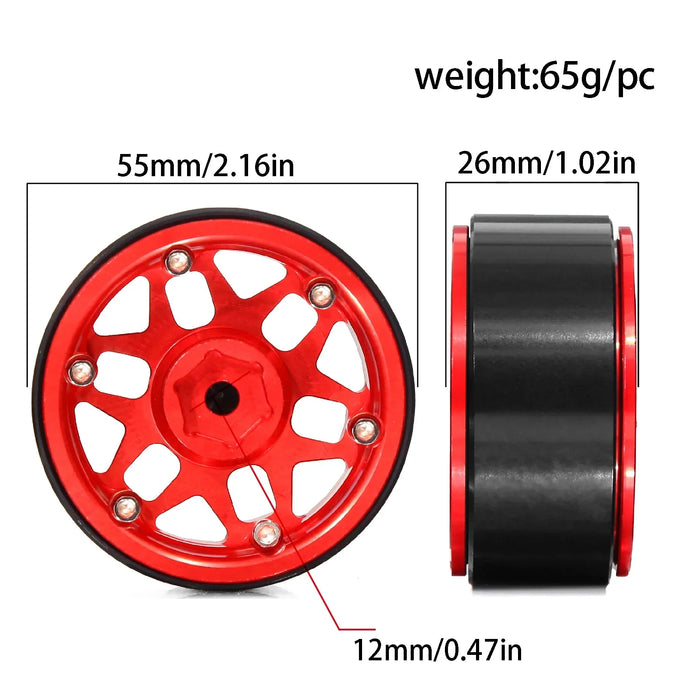 4PCS 1.9" 118x45mm 1/10 Crawler Beadlock Wheels Set (Metal, Rubber)