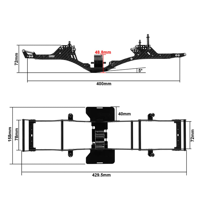 LCG Carbon Fiber Chassis Kit with Center Transmission 1/10 Crawlers (INC-10C)