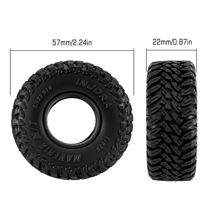 INJORA 4PCS 1.0" 57x22mm MAVERIX M/T Crawler Tires 1/18 1/24