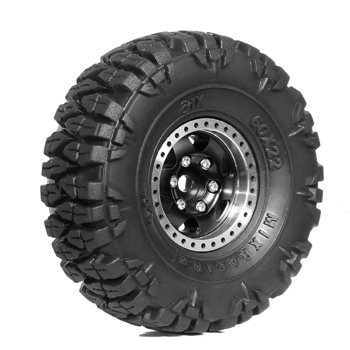 4PCS 1.0" 60x22mm 1/18 1/24 Crawler Beadlock Wheels Set (Metal, Rubber)