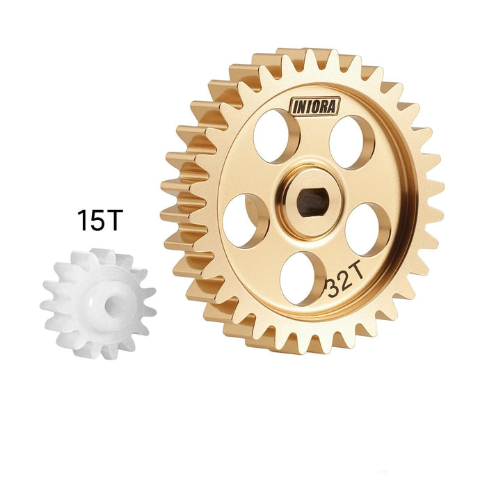 INJORA Transmission Main Gear w/ Pinion for Losi Micro-B Micro-T (Messing)