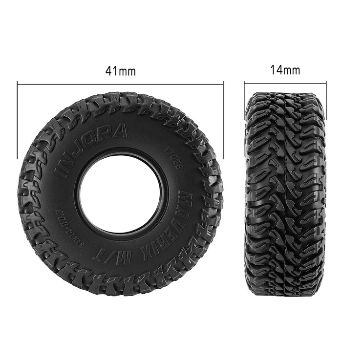 INJORA 4PCS 0.7" 41x14mm MAVERIX M/T Crawler Tires 1/30