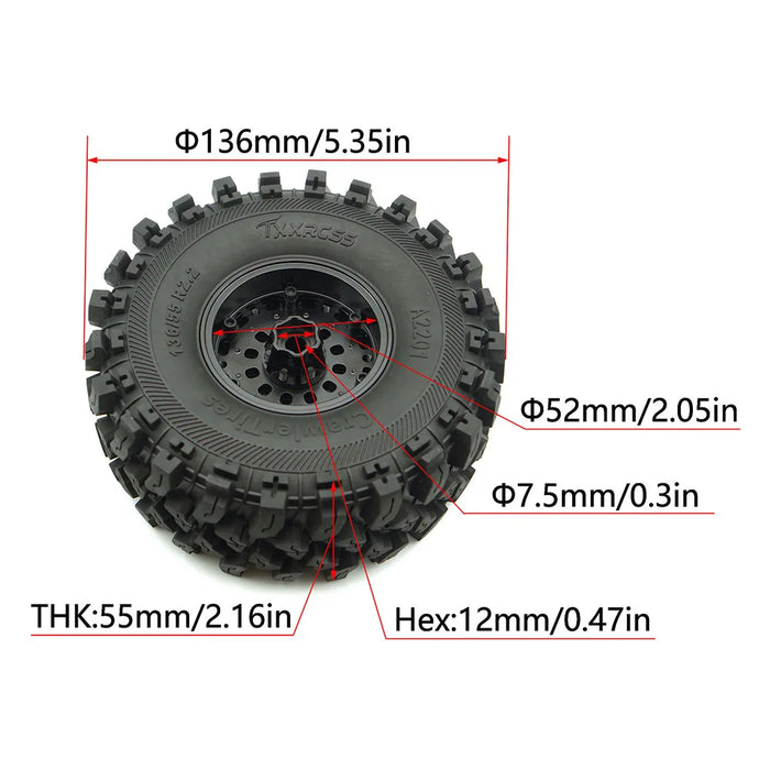TxxRcss 4PCS 2.2" 136x55mm Beadlock Wheel Set 1/10 (Alu)