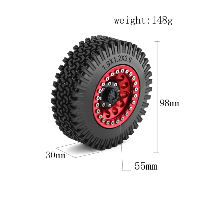 4PCS 1.9" 98x30mm 1/10 Crawler Beadlock Wheels Set (Metal, Rubber)