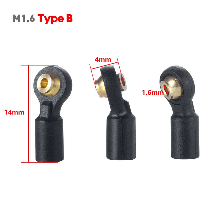 10PCS M1.6/M2 Link Rod Ball Head Ends for Axial SCX24 1/24 (Plastic)