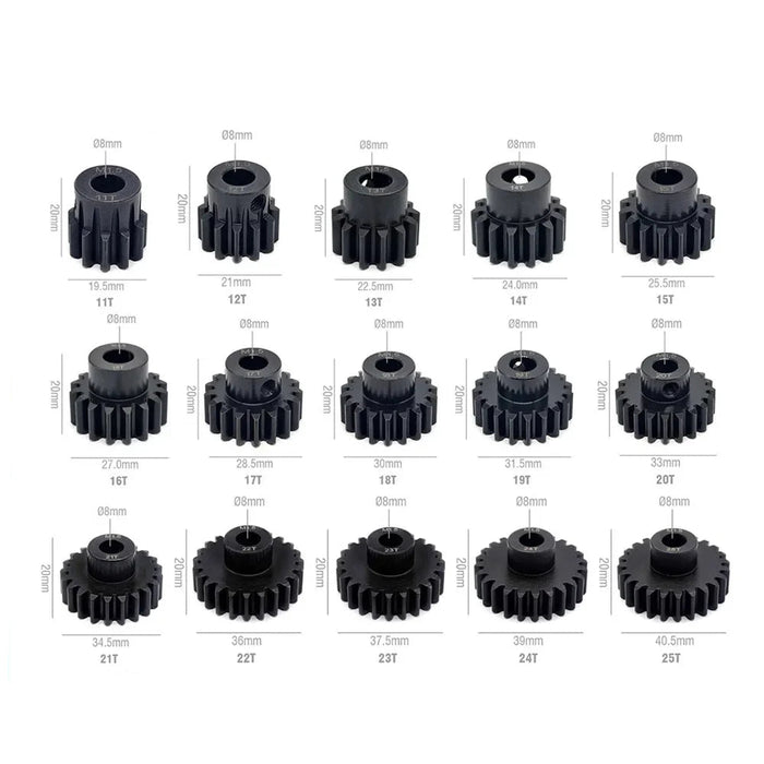 1PCS 11T-25T Pignon M1.5 (Acier chromé) arbre 8mm