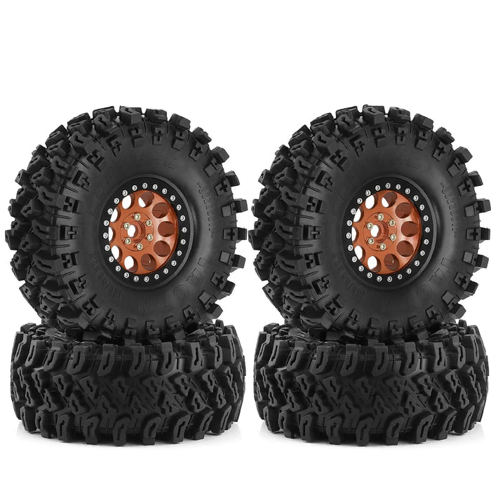 4PCS 2.2" 136x55mm 1/10 Crawler Beadlock Wheels Set (Metal, Rubber)