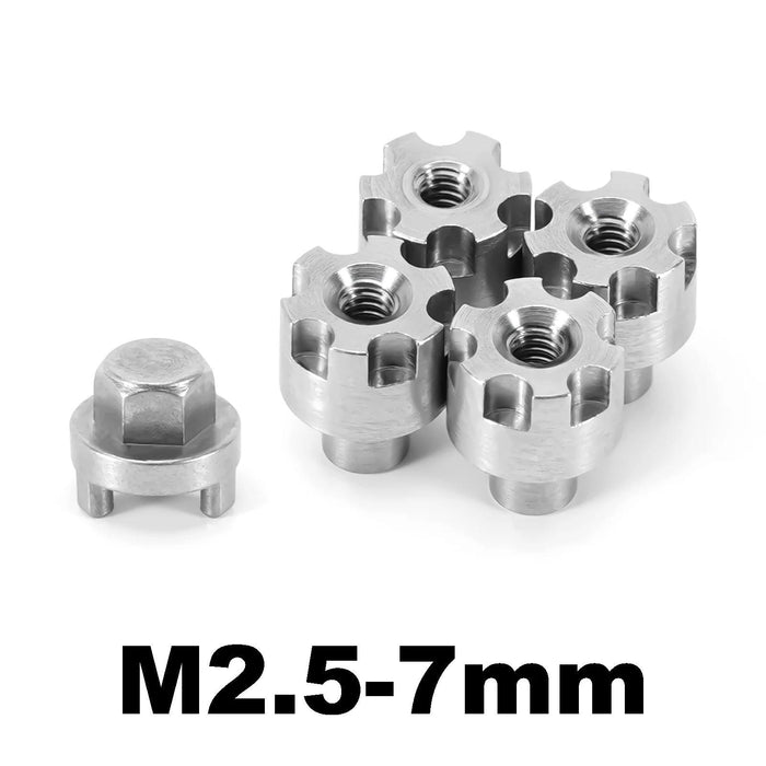 4PCS INJORA M2.5 Wheel Nuts 6/7/8.5mm for Traxxas TRX4M 1/18 (RVS)