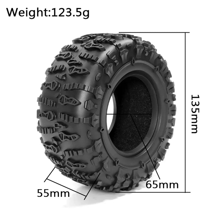 4PCS 2.6" 135x55mm 1/10 Crawler Beadlock Wheels Set (Rubber)