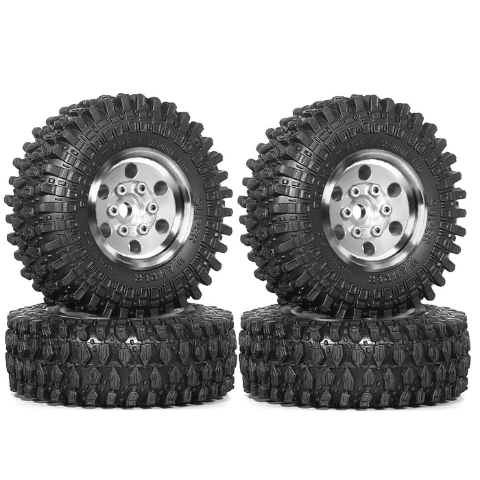 4PCS 1.0" 55x20mm 1/18 1/24 Crawler Beadlock Wheels Set (Metal, Rubber)