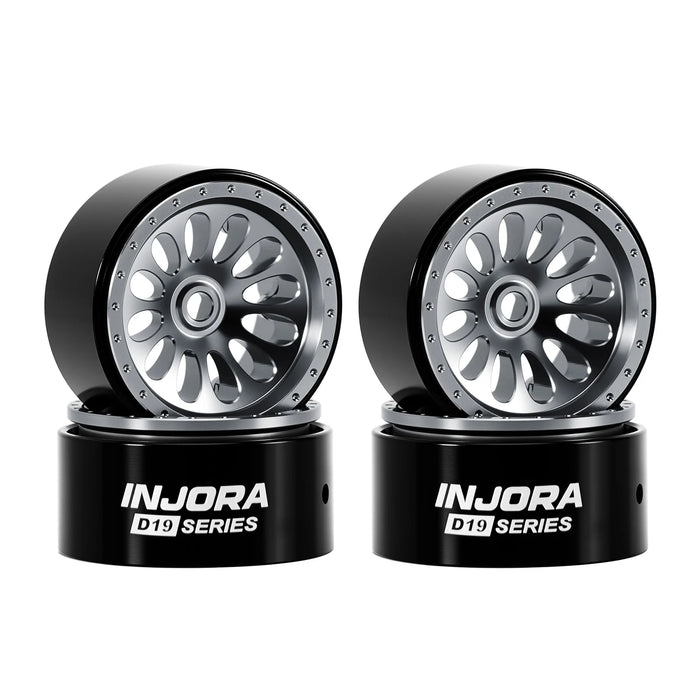 INJORA 4PCS 0.7" 19x10.7mm Ripple D19 Beadlock Crawler Wheels 1/30