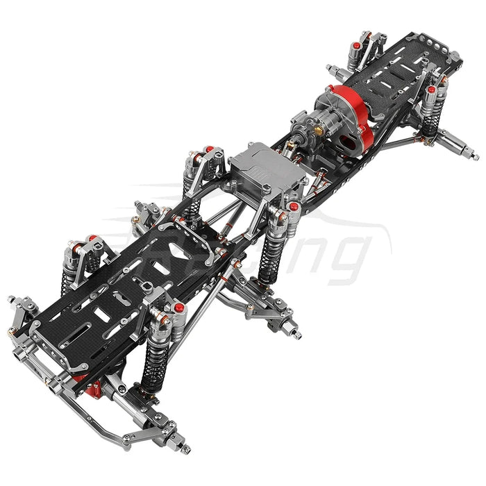 Upgraded 6x6 Chassis Frame w/ Gearbox for Axial SCX10 1/10 (Metaal, Roller)