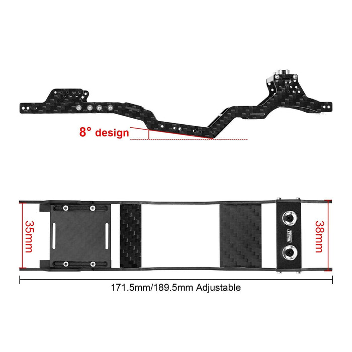INJORA Kit de cadre châssis universel LCG pour Axial SCX24 1/24 (Koolstofvezel)