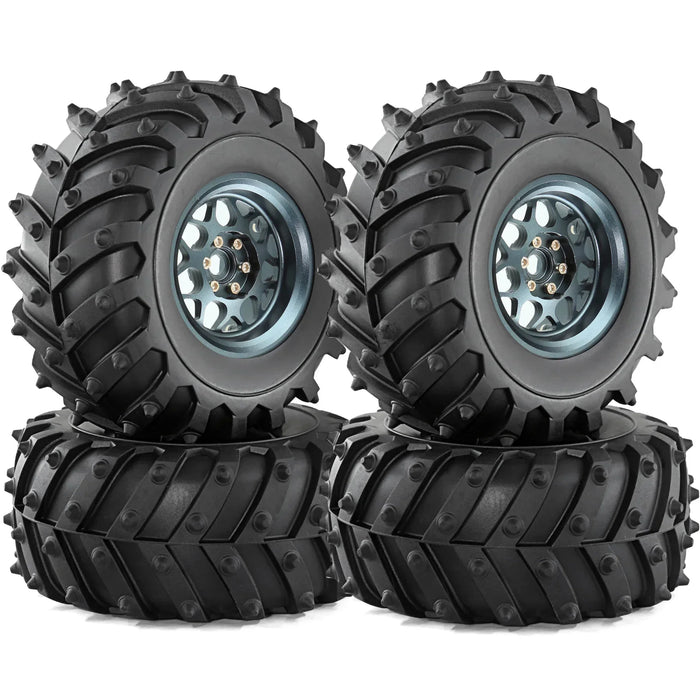 4PCS 2.2" 128x58mm 1/10 Crawler Beadlock Wheels Set (Metal, Rubber)