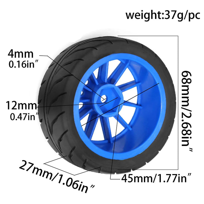 4PCS 68x27mm 1/10 Touring/Drift Wheels Set (Plastic, Rubber)