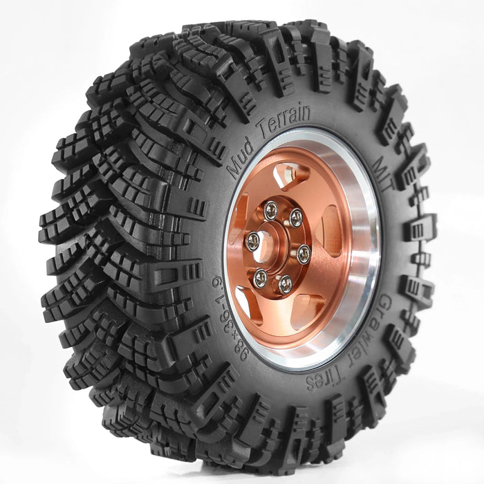 4PCS 1.9" 98x36mm 1/10 Crawler Beadlock Wheels Set (Metal, Rubber)