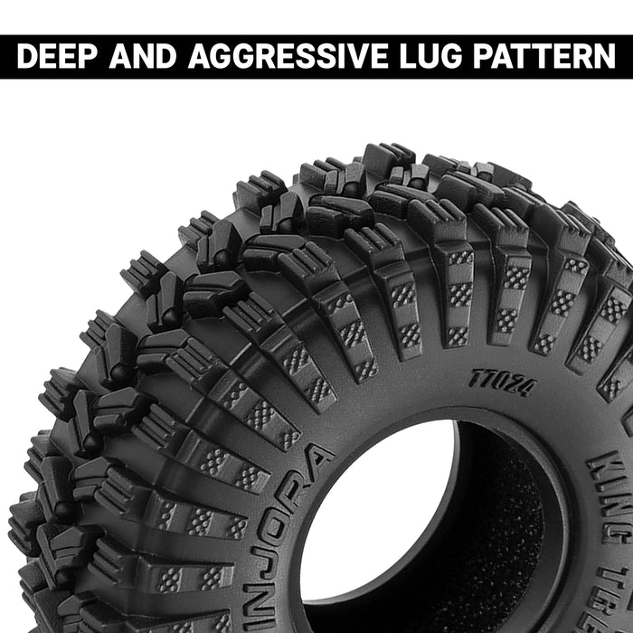 INJORA 4PCS 0.7" 40x15mm King Trekker Crawler Tires 1/30