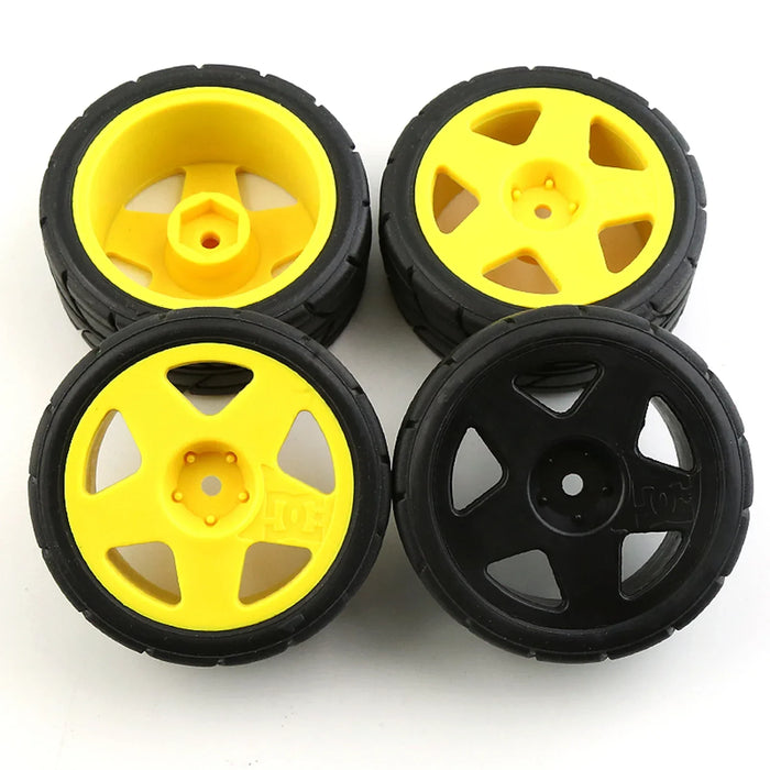 4PCS 65x25mm 1/10 Rally Wheels Set (Plastic, Rubber)