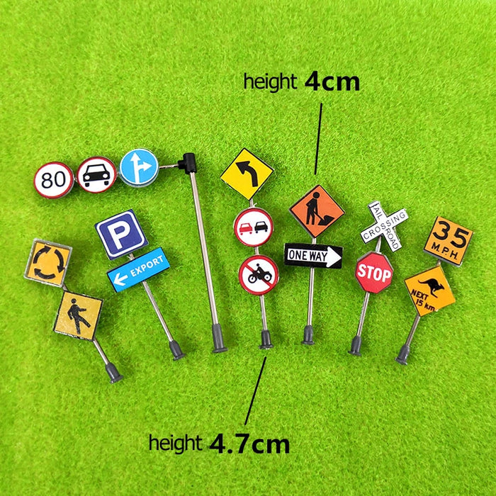 Lot de 6 mini panneaux de signalisation modèle 1/87 HO