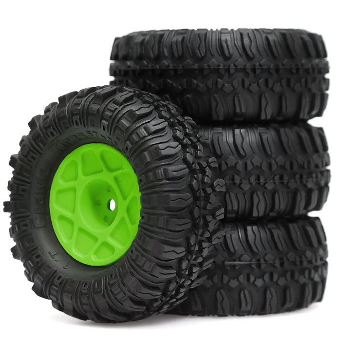 4PCS 1.0" 57x27mm 1/24 Crawler Beadlock Wheels Set (Plastic, Rubber)