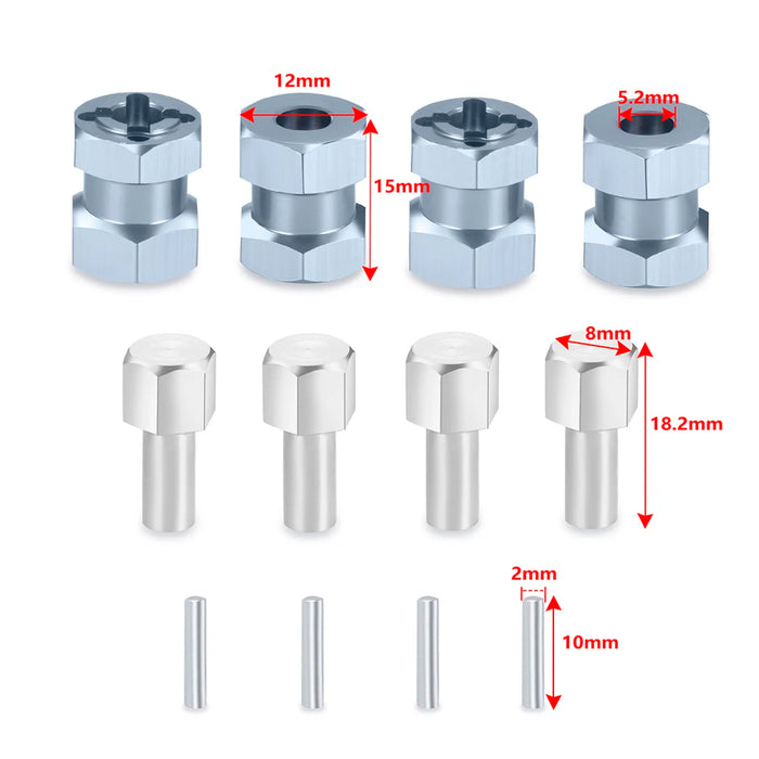 12mm Verlängerter Sechskantadapter 15/20/25/30mm 1/10 (Alu)