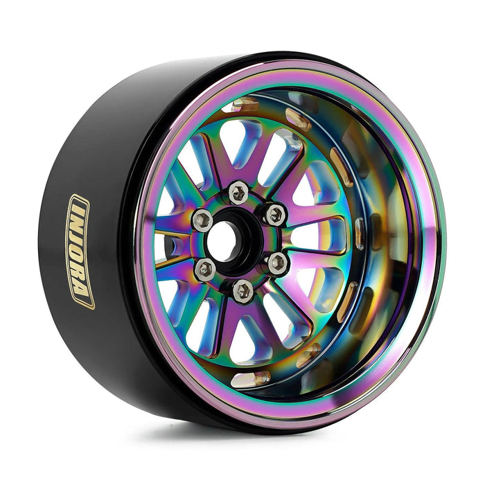 INJORA -10mm Offset 2.2" 61.5x35mm 1/10 Crawler Beadlock Wheel Rim (Brass and aluminum)