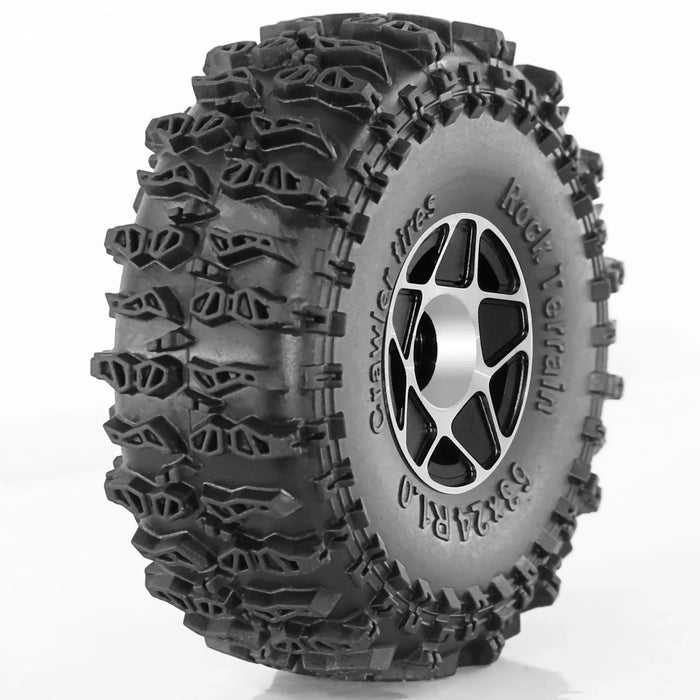 4PCS 1.3" 63x24mm 1/18 1/24 Crawler Beadlock Wheels Set (Metal, Rubber)