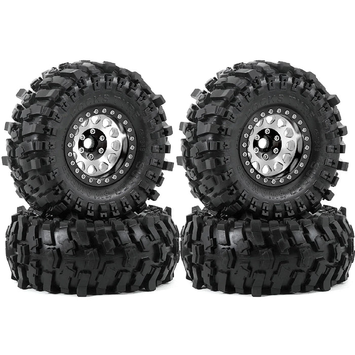 4PCS 1.9" 118x45mm 1/10 Crawler Beadlock Wheels Set (Metal, Rubber)
