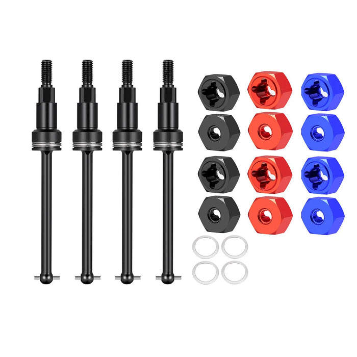 Front & Rear Drive Shaft Driveshafts & Adapter Set for Arrma Grom 1/18 (Metaal)