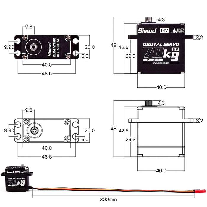 9imod 50KG Waterproof Digital Brushless Servo